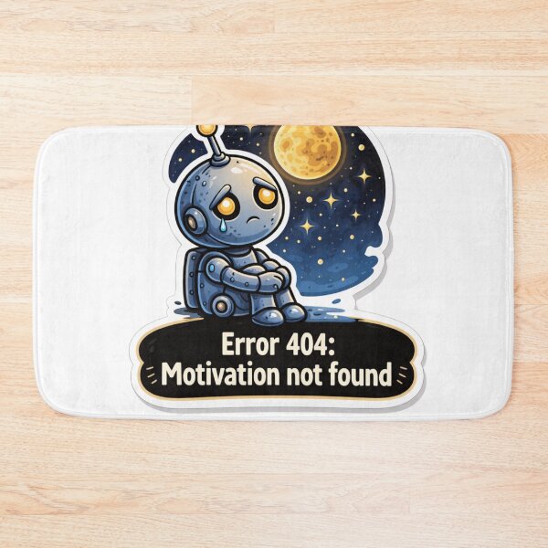 Item preview, Error 404 Motivation Not Found Robot Sticker designed and sold by MarchyStudio.