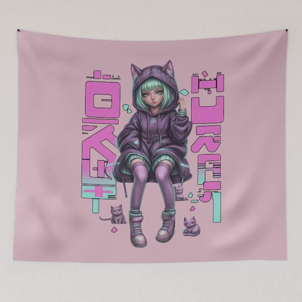 Item preview, Kawaii Cyberpunk Neko Girl Pastel Goth Aesthetic designed and sold by MOFAPPAREL.