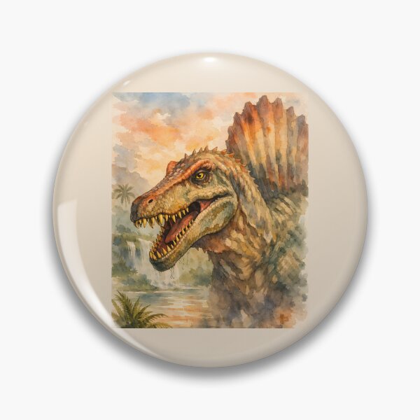 Item preview, Spinosaurus In A Prehistoric Jungle Watercolor Portrait designed and sold by KLArtzStore.