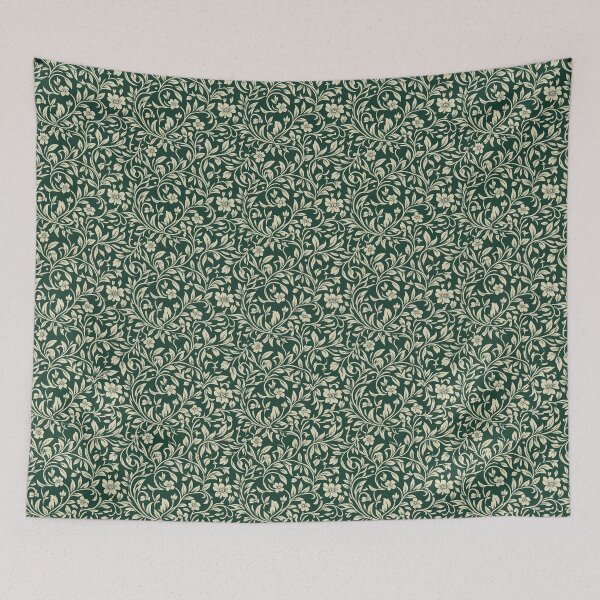Item preview, Vintage William Morris Style Floral Pattern in Forest Green and Cream designed and sold by InkedHorizon.