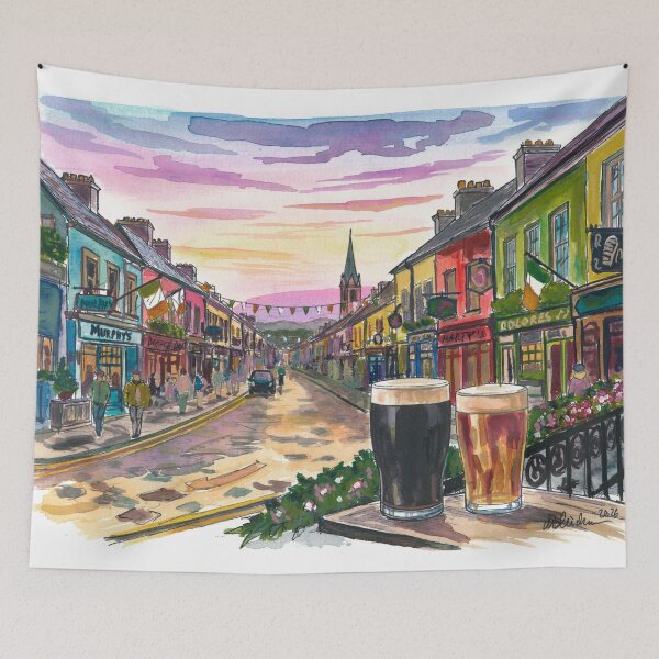 Item preview, Dingle Ireland Colorful Main Street Pub Travel Art designed and sold by artshop77.