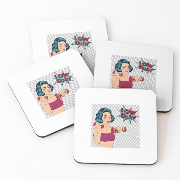 Item preview, Retro Pop Art Woman Fitness Empowerment Poster designed and sold by LittleSmileArt.