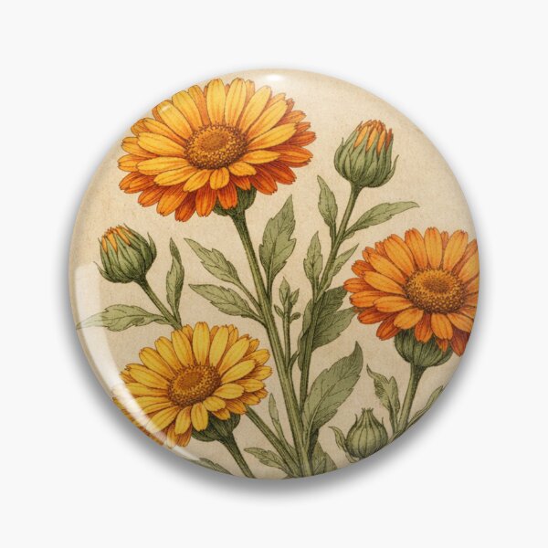 Item preview, Vintage Calendula Botanical Illustration - Calendula Officinalis Antique Herb Print designed and sold by Darlin8888.