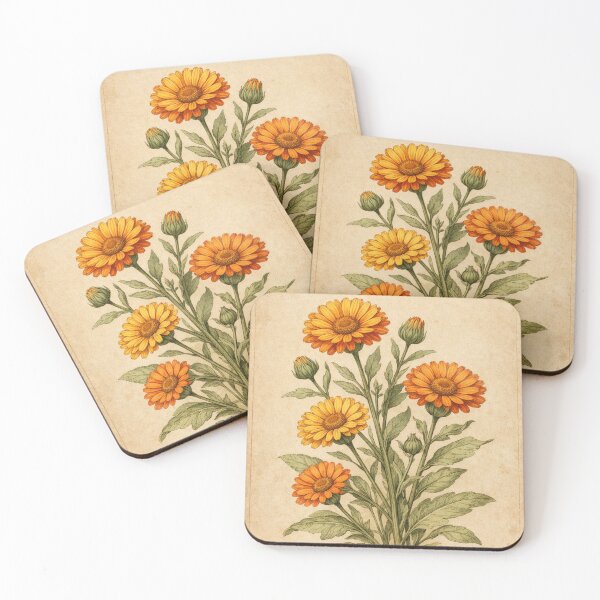 Item preview, Vintage Calendula Botanical Illustration - Calendula Officinalis Antique Herb Print designed and sold by Darlin8888.