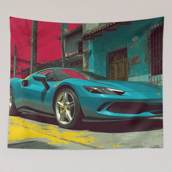 Item preview, Ferrari 296 GTB Vibrant Pop Art Car Artwork designed and sold by AutoPopStudio.