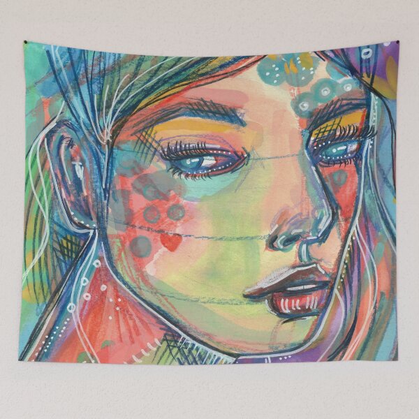 Item preview, Chromatic Mood - Colorful Mixed Media Portrait designed and sold by Kerravan.