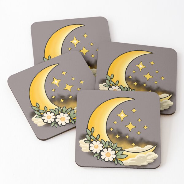 Item preview, Golden Crescent Moon with Flowers designed and sold by RitaRuni1992.
