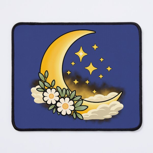 Item preview, Golden Crescent Moon with Flowers designed and sold by RitaRuni1992.