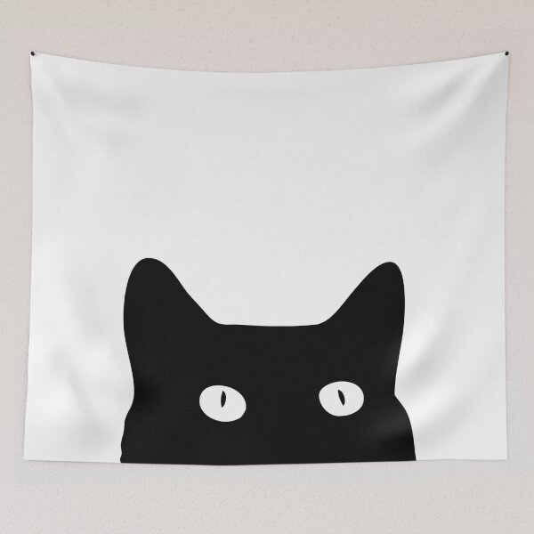 Item preview, Peeking Black Cat Minimalist Silhouette Art designed and sold by Good Sense.
