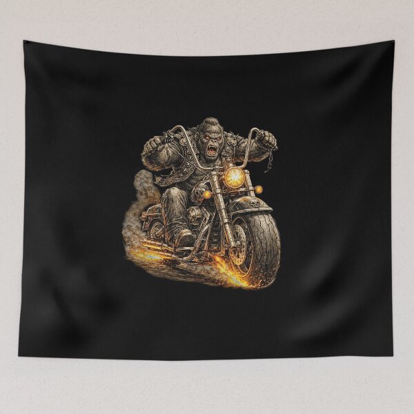 Item preview, Brutal Gorilla Biker on Harley Motorcycle – Hand Drawn Colored Pencil Sticker Illustration designed and sold by Felixuss.