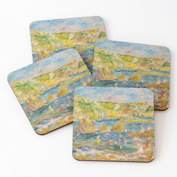 Item preview, Rochers De Guernesey Avec Personnages by Pierre-Auguste Renoir: Coastal Impressionist Poster designed and sold by artofuniverse.