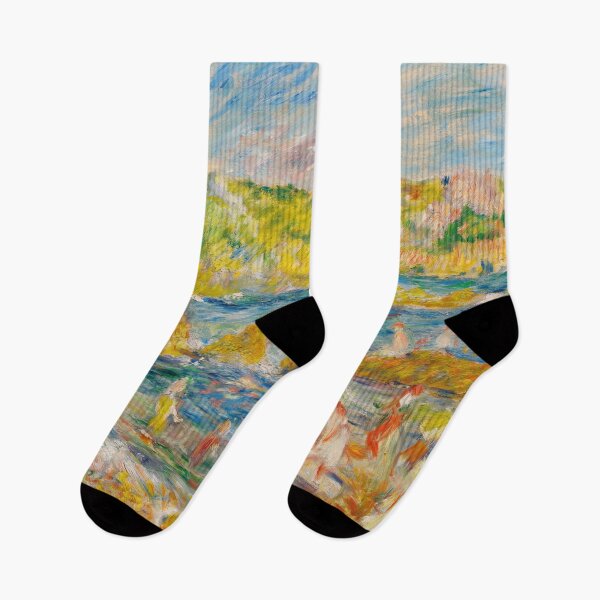 Item preview, Rochers De Guernesey Avec Personnages by Pierre-Auguste Renoir: Coastal Impressionist Poster designed and sold by artofuniverse.