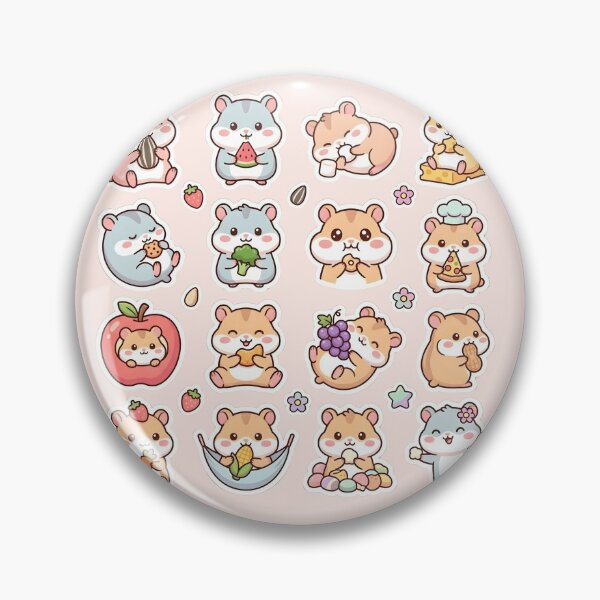 Item preview, Kawaii Hamster Sticker Pack - 18 Cute Snacking Hamsters Sticker Sheet designed and sold by WowDezign.
