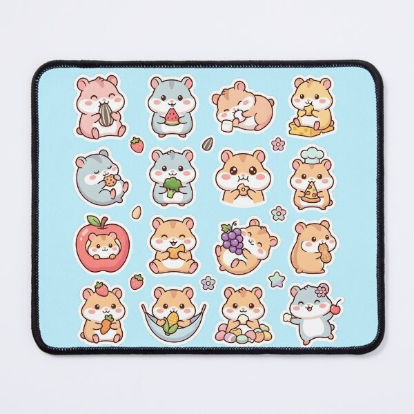 Item preview, Kawaii Hamster Sticker Pack - 18 Cute Snacking Hamsters Sticker Sheet designed and sold by WowDezign.