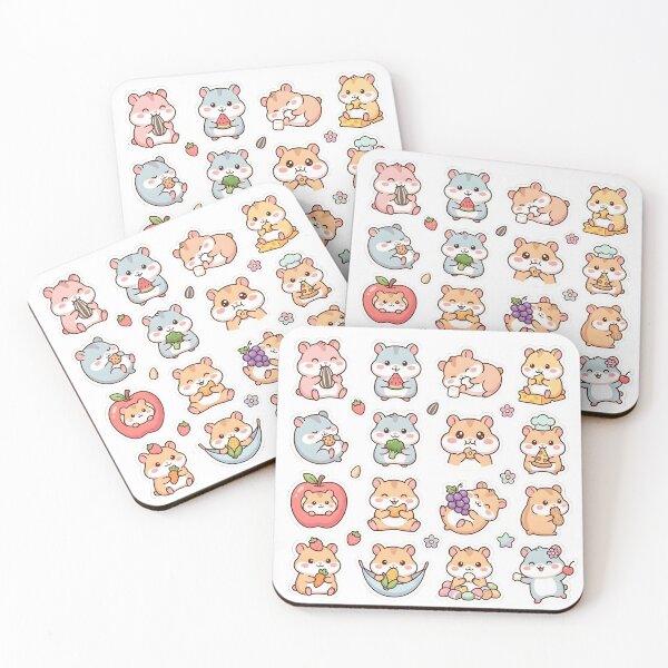 Item preview, Kawaii Hamster Sticker Pack - 18 Cute Snacking Hamsters Sticker Sheet designed and sold by WowDezign.