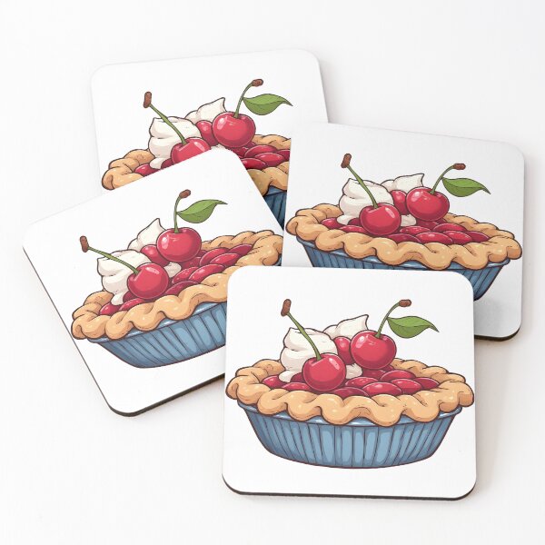 Item preview, Cherry Pie with Whipped Cream Illustration | Sweet Cherry Dessert Graphic designed and sold by Karolina’s Cozy Creations.