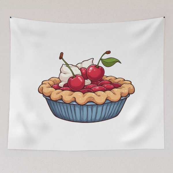Item preview, Cherry Pie with Whipped Cream Illustration | Sweet Cherry Dessert Graphic designed and sold by Karolina’s Cozy Creations.