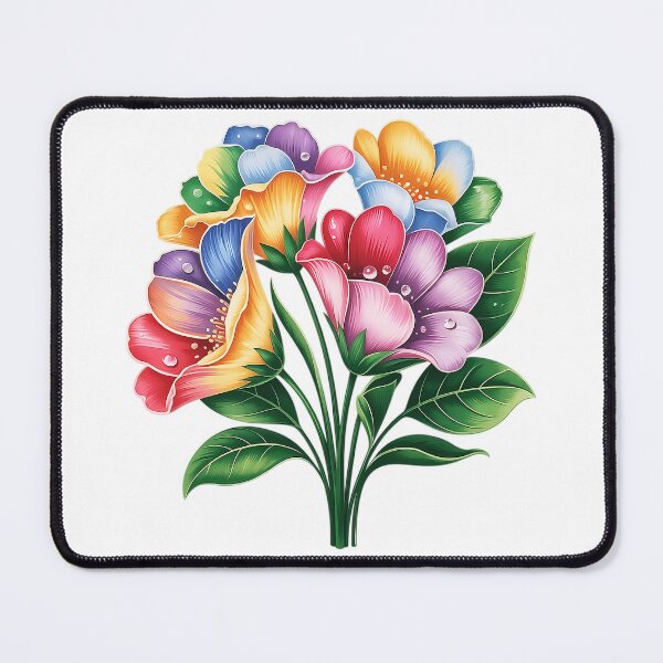Item preview, Elegant Flower Bouquet Vector - Vibrant Bloom with Dewdrops & Emerald Leaves designed and sold by Pro AguiZoul Art.