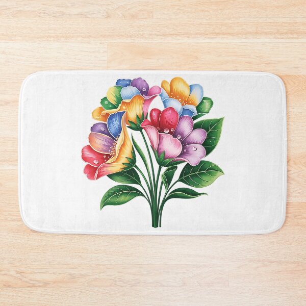 Item preview, Elegant Flower Bouquet Vector - Vibrant Bloom with Dewdrops & Emerald Leaves designed and sold by Pro AguiZoul Art.