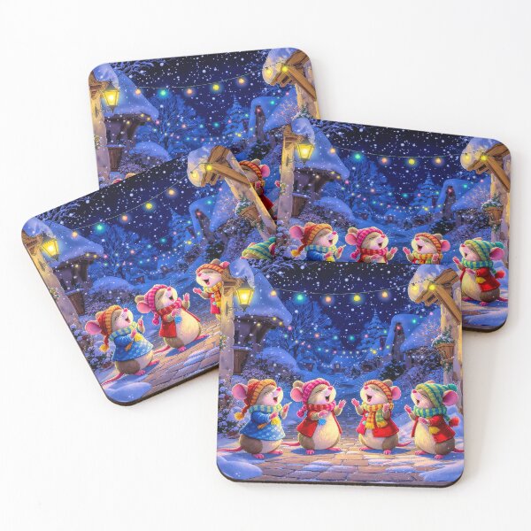 Item preview, Cute Mice Christmas Carol Singers in Snowy Village Street designed and sold by acceleratorhams.