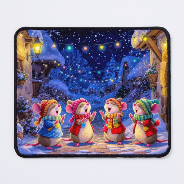 Item preview, Cute Mice Christmas Carol Singers in Snowy Village Street designed and sold by acceleratorhams.