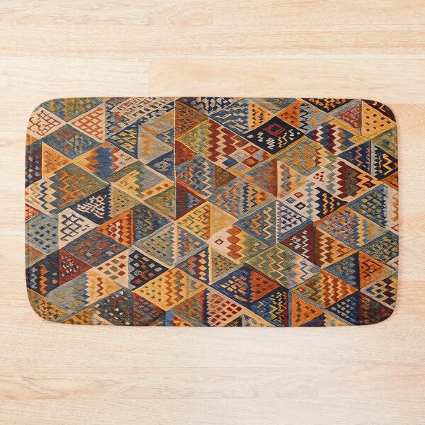 Artikelvorschau, Marokkanisches Berber-Kelim-Textildesign mit geometrischem Stammesmuster entworfen und verkauft von PinUpPizzazz.