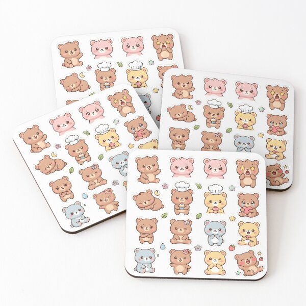 Item preview, Kawaii Bear Sticker Pack - 15 Adorable Bears with Emotions Sticker Sheet designed and sold by WowDezign.