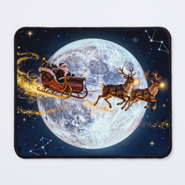 Item preview, Santa’s Sleigh and Reindeer in Front of the Full Moon Magical Christmas Night designed and sold by acceleratorhams.