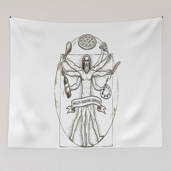 Item preview, Multi-Tasking Genius Vitruvian Man Funny Renaissance Art designed and sold by Owcomm.
