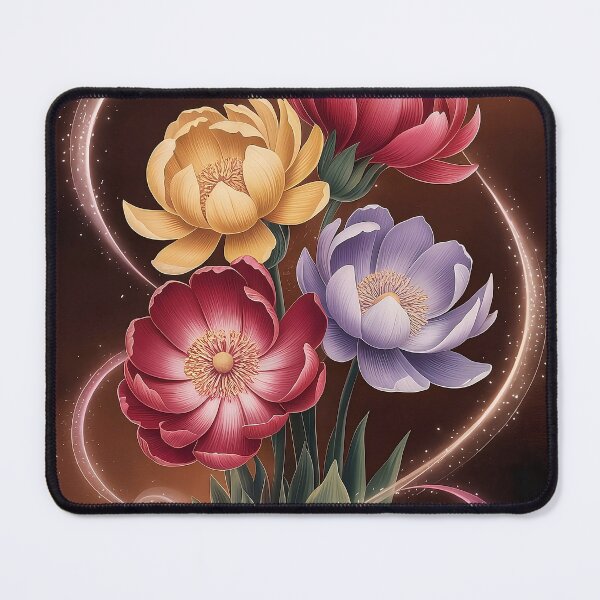 Item preview, Mystical Arequipa Flowers - Magical Illustration with Ethereal Glow on Dark Brown designed and sold by Pro AguiZoul Art.