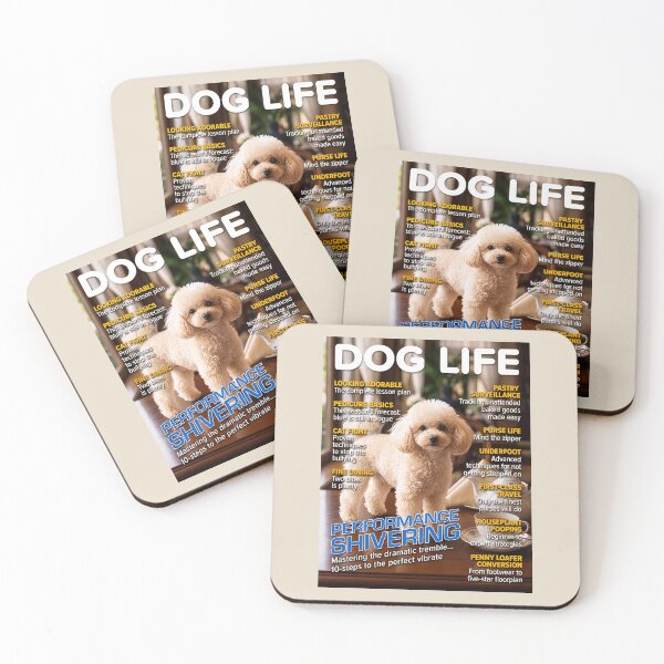 Item preview, Dog Life Magazine Cover – Performance Shivering – Funny Poodle Lifestyle Parody designed and sold by FrancophileFun.
