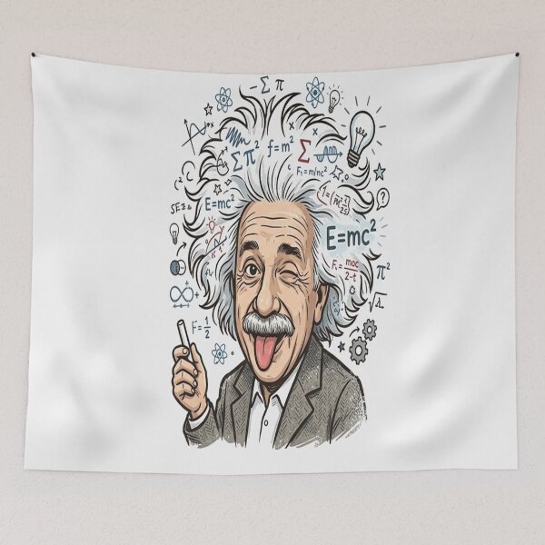 Item preview, Albert Einstein Winking with E=mc2 and Physics Formulas designed and sold by Owcomm.