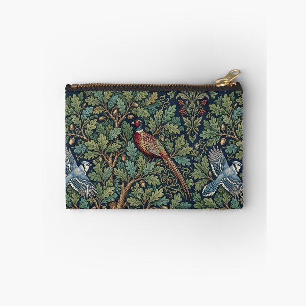 Item preview, Vintage Forest Oak Tapestry with Pheasant and Blue Jay designed and sold by InkedHorizon.