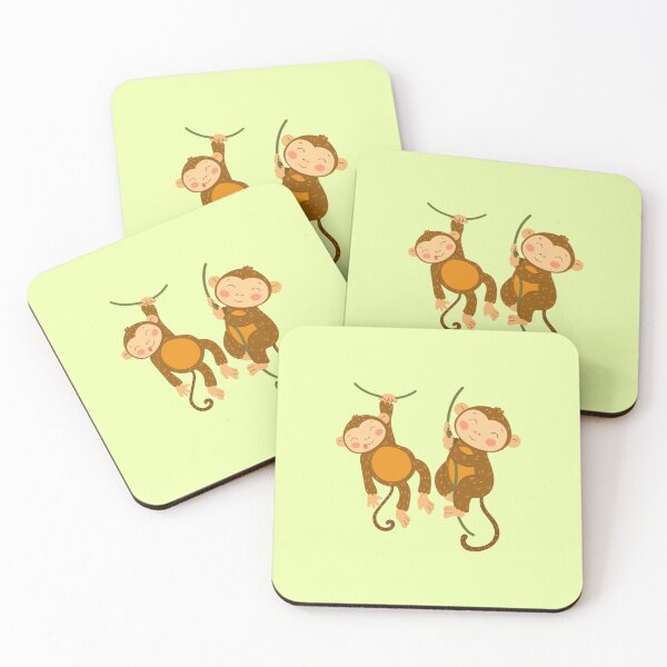 Item preview, Playful Swinging Monkeys - Cute Best Friends & Jungle Fun Illustration designed and sold by Yasmine Mohammed.