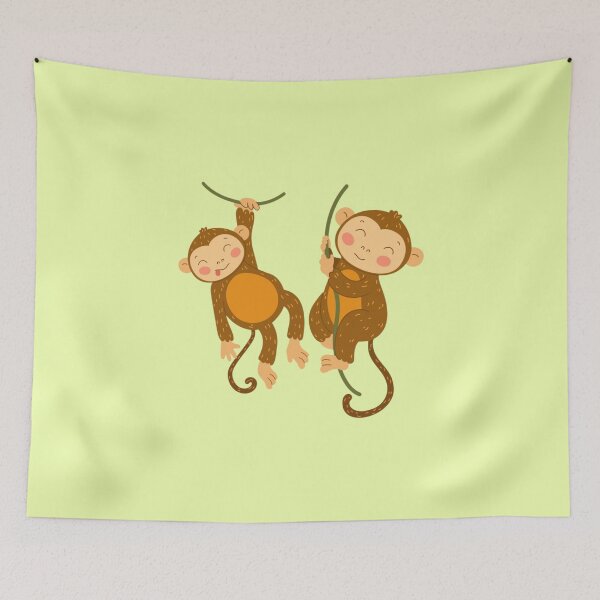 Item preview, Playful Swinging Monkeys - Cute Best Friends & Jungle Fun Illustration designed and sold by Yasmine Mohammed.