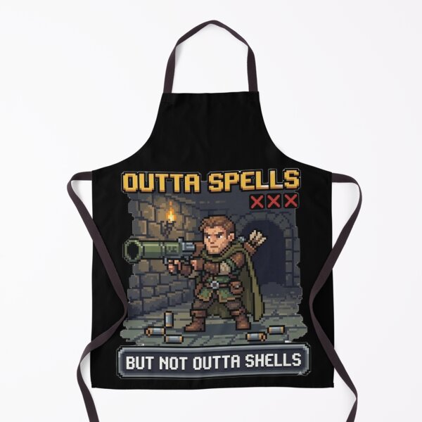 Item preview, Outta Spells But Not Outta Shells - Funny Pixel Art Archer with Bazooka designed and sold by DavmaxDesign.