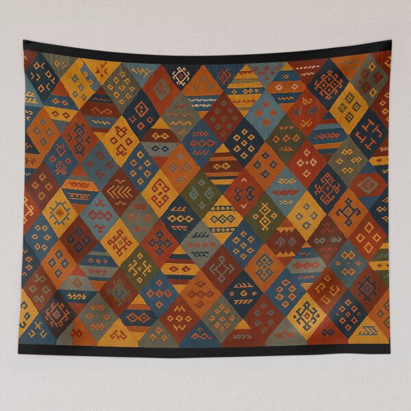 Item preview, Moroccan Berber Kilim Geometric Tribal Pattern Textile Design designed and sold by PinUpPizzazz.