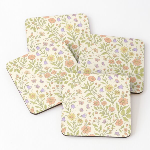 Item preview, Whimsical Spring Garden Pattern with Butterflies and Wildflowers designed and sold by InkedHorizon.