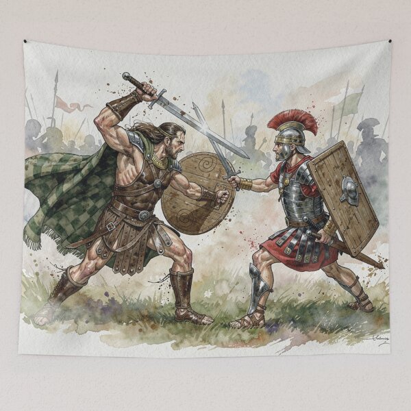 Item preview, Combat between a Pictish (Celtic) warrior and a Roman legionary designed and sold by jefboutique6150.