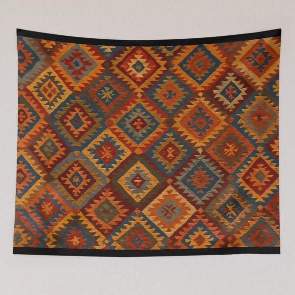 Item preview, Moroccan Berber Kilim Geometric Tribal Pattern Textile Design designed and sold by PinUpPizzazz.