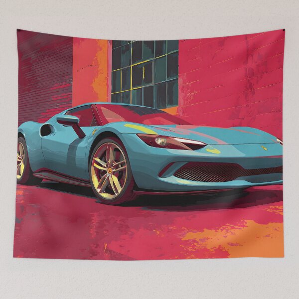 Item preview, Ferrari 296 GTB Retro Pop Art Supercar Poster designed and sold by AutoPopStudio.
