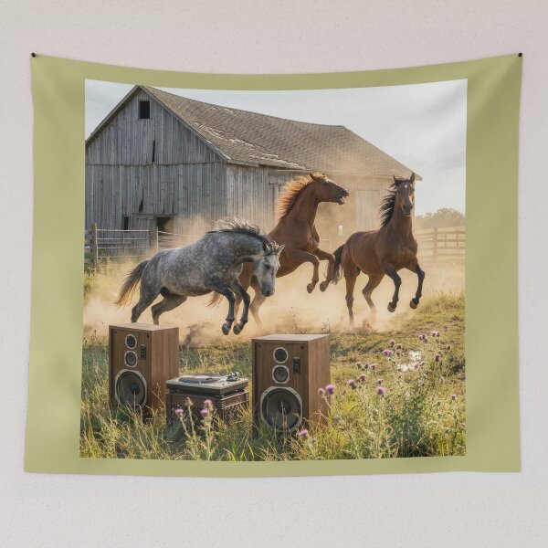 Item preview, Horses Feel Their Oats at Barnyard Party designed and sold by Tridentulus.