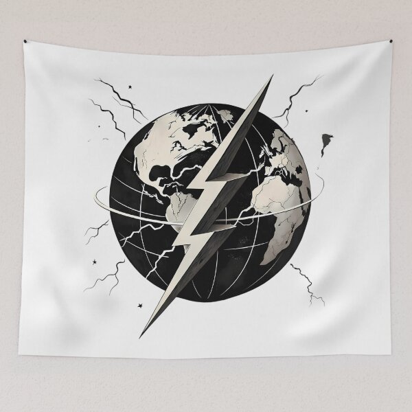 Item preview, WORLD Dynamic Illustrations Futuristic Motivational Art Black White designed and sold by ART ATTACK ZONE.