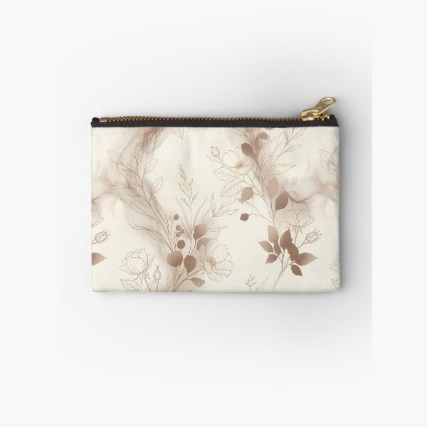 Item preview, Elegant Gold Line Art Flowers with Sepia Ink Smoke designed and sold by InkedHorizon.