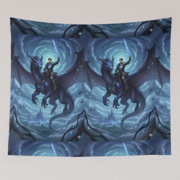 Item preview, Knight and sword on dragon flying between sky designed and sold by Nalimkibard.