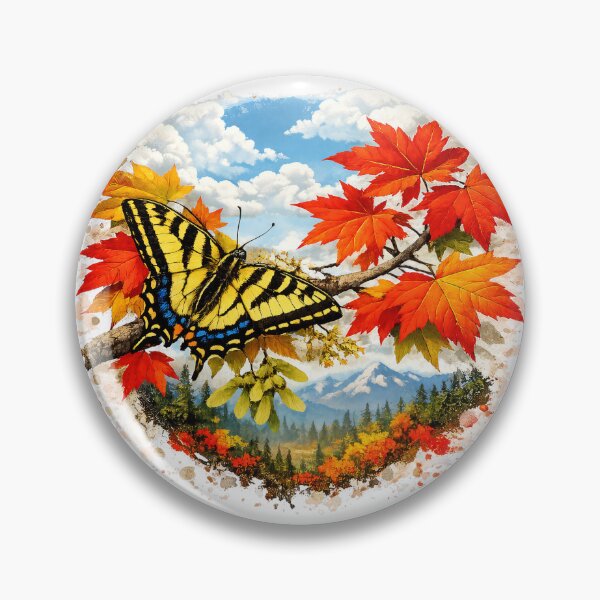 Item preview, Western Tiger Swallowtail Butterfly on Maple Tree | Pacific Northwest Nature Art designed and sold by Zee's Whimsical Wonders.