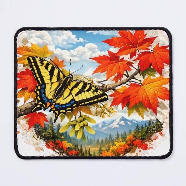 Item preview, Western Tiger Swallowtail Butterfly on Maple Tree | Pacific Northwest Nature Art designed and sold by Zee's Whimsical Wonders.