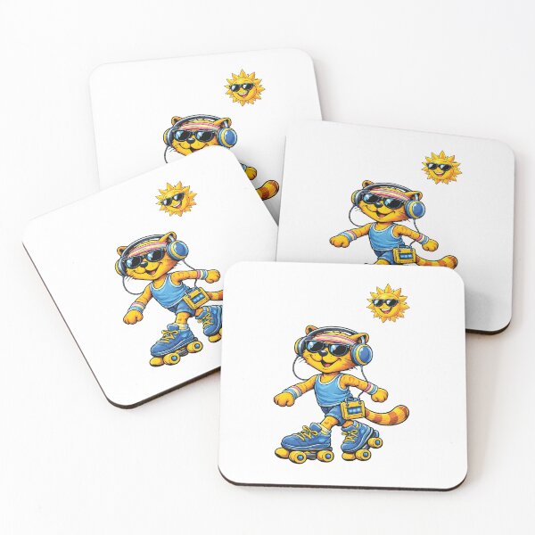 Item preview, Retro Roller Skating Cat with Walkman – 80s Cartoon Summer Vibes designed and sold by 486DesignCo.