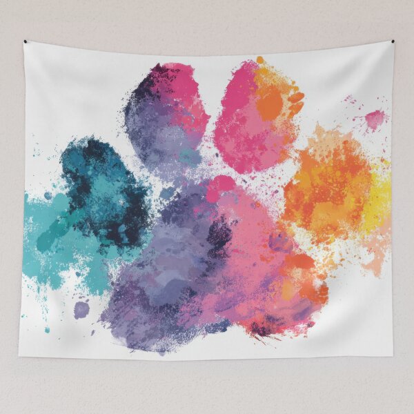 Item preview, Colorful paw print with splashes designed and sold by anytka.