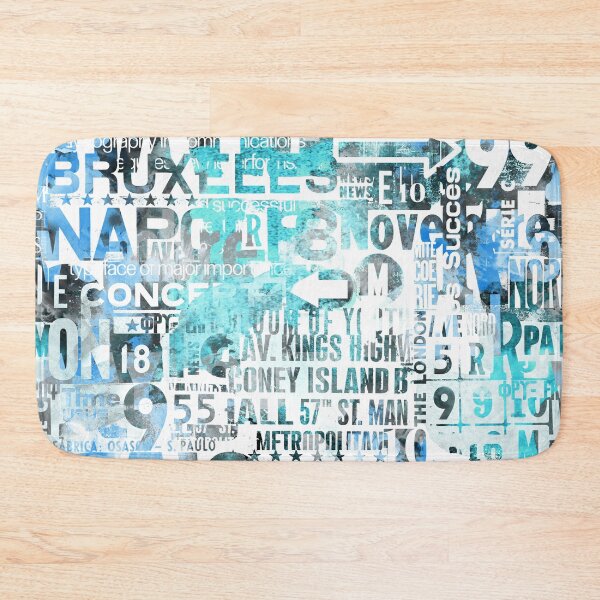 Item preview, Street Art Typography Loft Style Blue Turquoise designed and sold by artsandsoul.